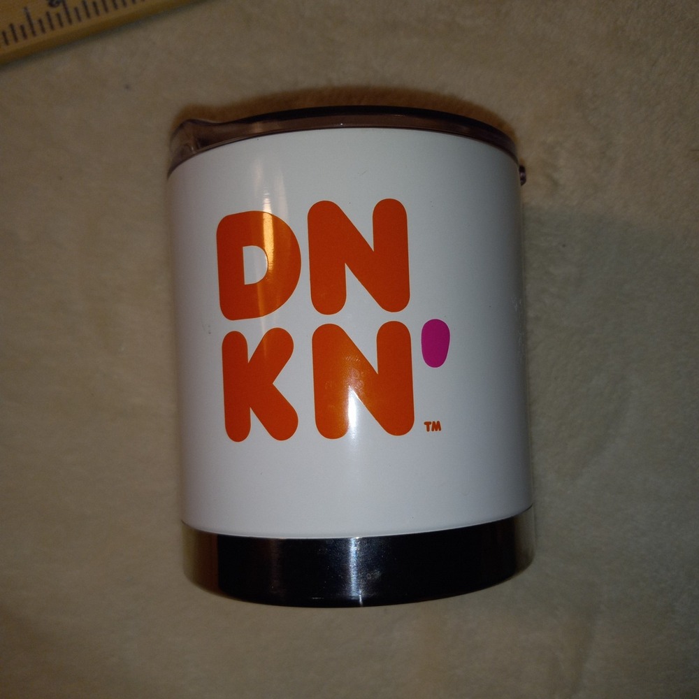 EUC Dunkin Donuts DN KN Coffee Mug Cup 12 oz Travel Tumbler Stainless Steel